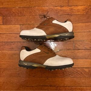 Vintage Nike Men's White and Brown Golf Shoes size 8.5